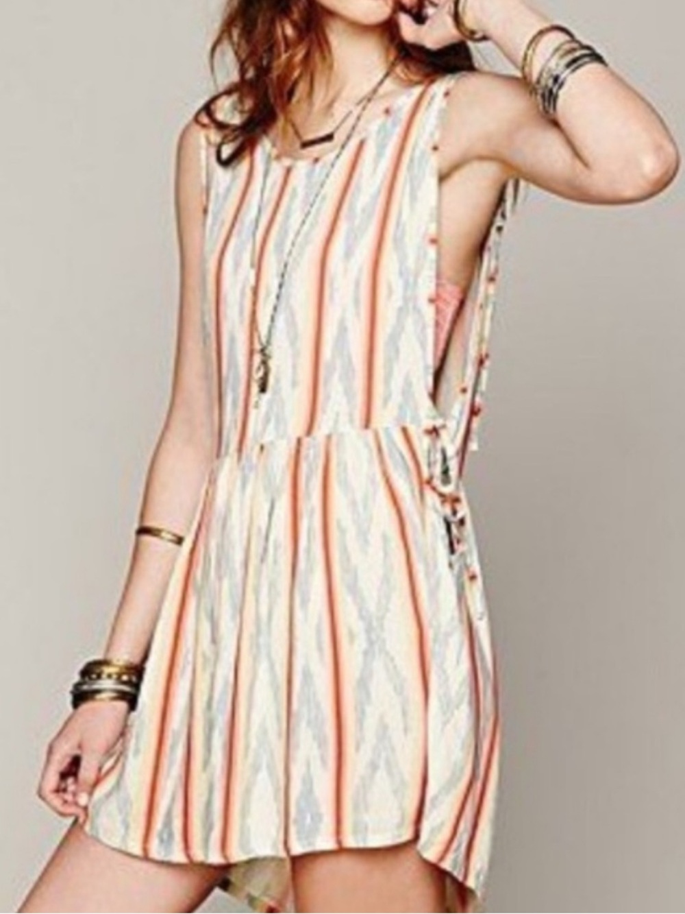 Free People x Tallow Tanzania Tie Mini Dress Aztec Print
